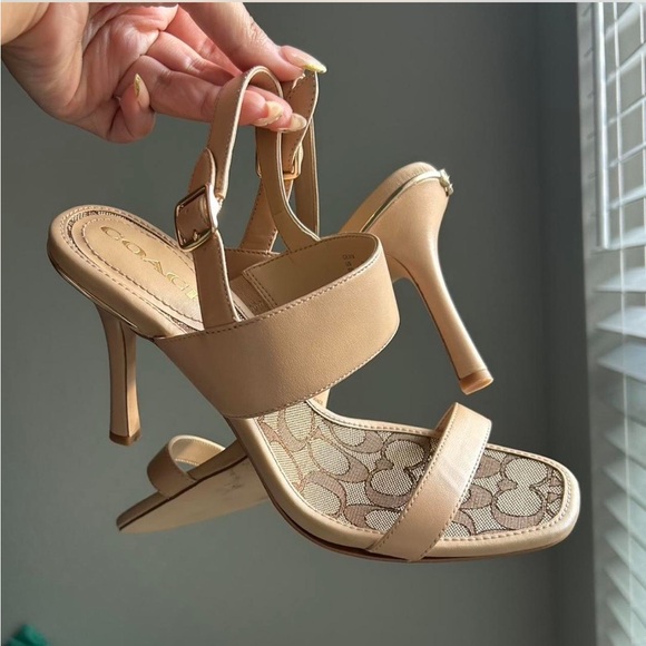 Coach Women's Beige Strappy Heels - Picture 1 of 8